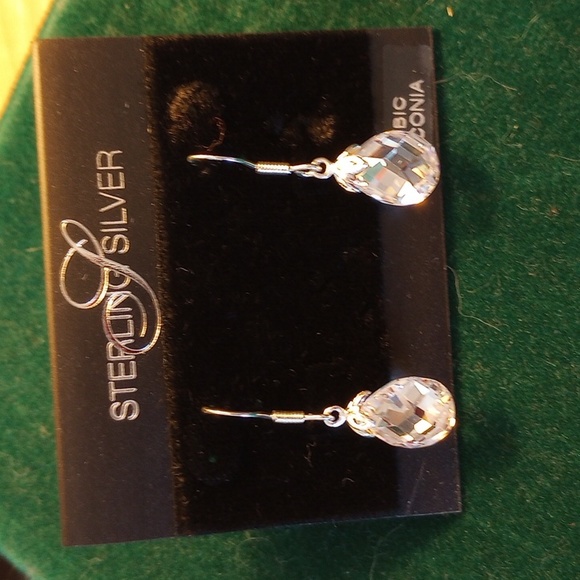 2 Pairs of Sterling Silver CZ drop earrings NEW - Picture 2 of 3